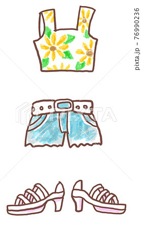 夏の服装_クレヨン風 夏の服装_クレヨン風 76990236
