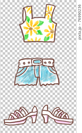 夏の服装_クレヨン風 夏の服装_クレヨン風 76990236