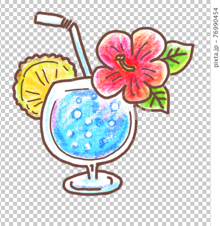 トロピカルドリンク_クレヨン風 76990454