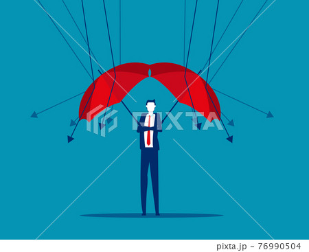 A businessman reflect low graph with umbrella 76990504