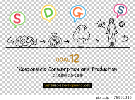 SDGs GOAL12イメージのシンプルイラストとメッセージ（エシカル） 76991316
