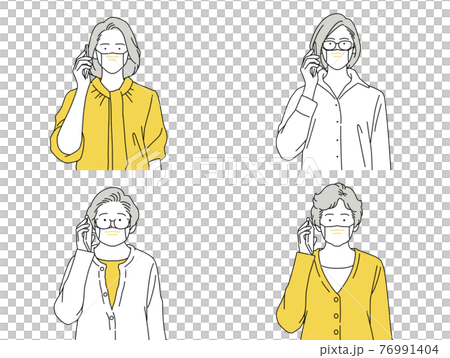 人物 イラスト 女性 セット 正面 スマホ 話す シニア マスク 人物 イラスト 女性 セット 正面 スマホ 話す シニア マスク 76991404