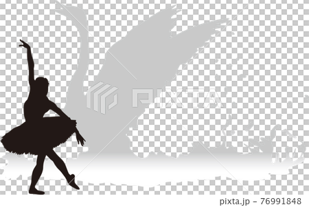 バレエ 白鳥の湖 シルエットイラスト 76991848