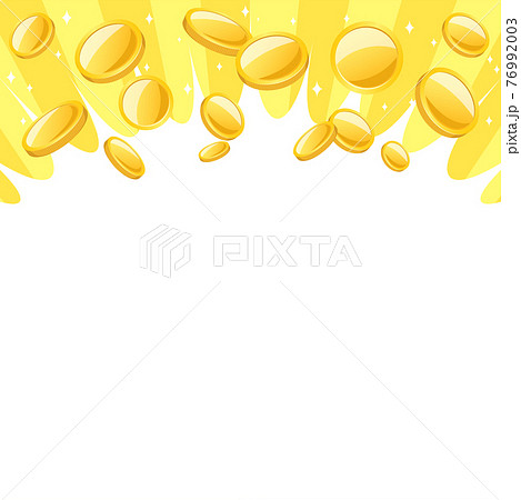 勢いよく飛び出して輝くコインのイラスト背景 黄色の背景 1 1のイラスト素材