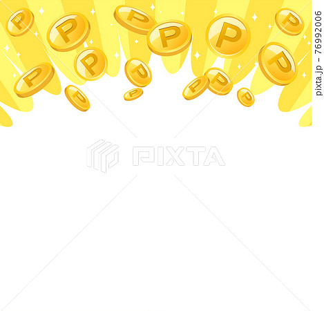 勢いよく飛び出して輝くコインのイラスト背景 ポイントコイン 黄色の背景 1 1のイラスト素材