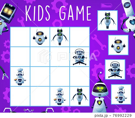 Kids game sudoku with robot droids, logic puzzle Kids game sudoku with robot droids, logic puzzle 76992229