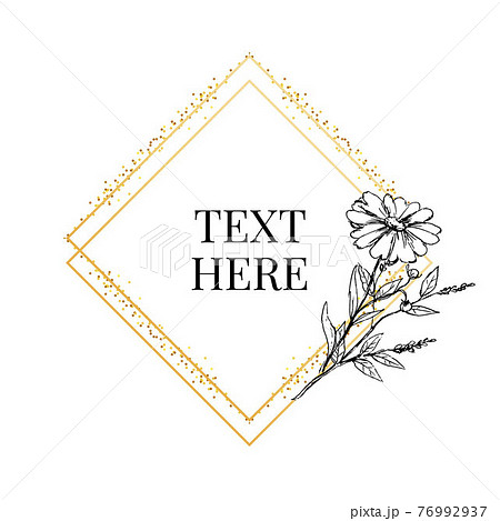 Beautiful card with a round wreath of different flowers of vintage garden. Black and white frame of the Roses, hydrangea and dog-rose on mint background. Vector illustration 76992937