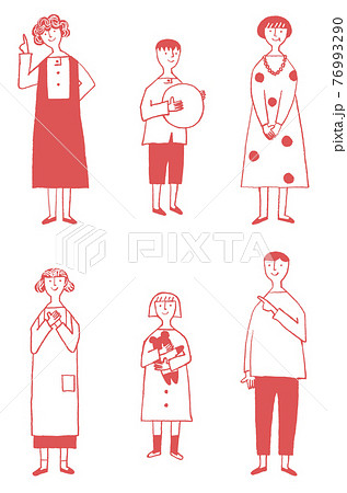 色々なポーズをする人々 76993290