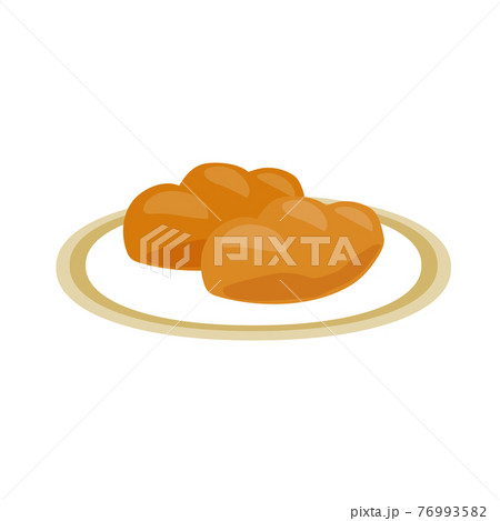 お皿に乗ったパンのイラスト素材