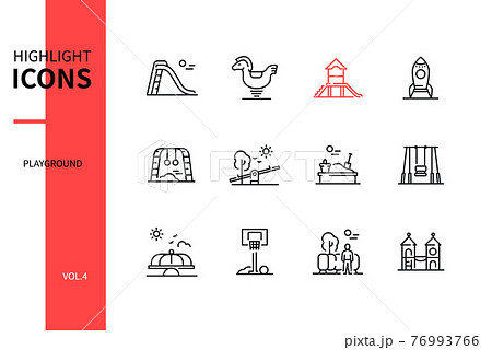 Playground elements - line design style icons set Playground elements - line design style icons set 76993766