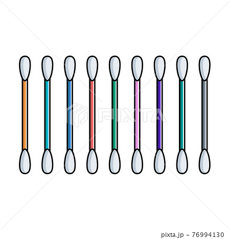 Set of multicolored ear cotton swabs icons. Set of multicolored ear cotton swabs icons. 76994130
