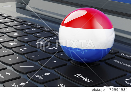 Luxembourgish flag on laptop keyboard. Online business, education, shopping in Luxembourg concept. 3D rendering Luxembourgish flag on laptop keyboard. Online business, education, shopping in Luxembourg concept. 3D rendering 76994984