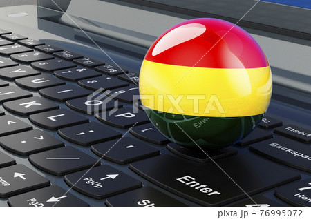Bolivian flag on laptop keyboard. Online business, education, shopping in Bolivia concept. 3D rendering Bolivian flag on laptop keyboard. Online business, education, shopping in Bolivia concept. 3D rendering 76995072