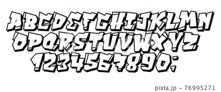 Vector graffiti and hip hop font 90s style.のイラスト素材 [76995271] - PIXTA