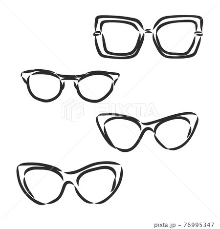 Drawn glasses vector set. Retro hipsters style. 76995347