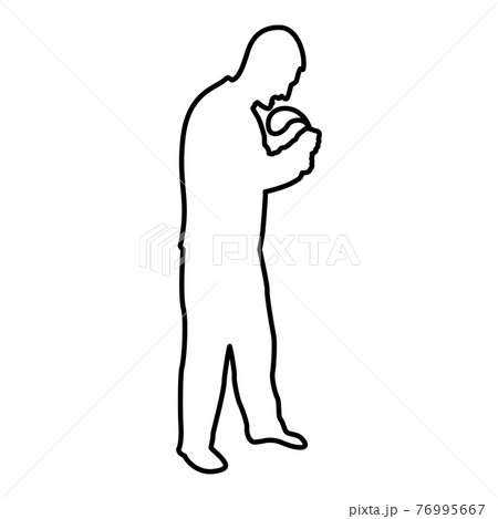 Angry man with belt in hand for punishment warns  76995667