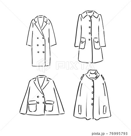 Women's coat, Fashion flat sketch. Technical... - Stock Illustration  [73101353] - PIXTA