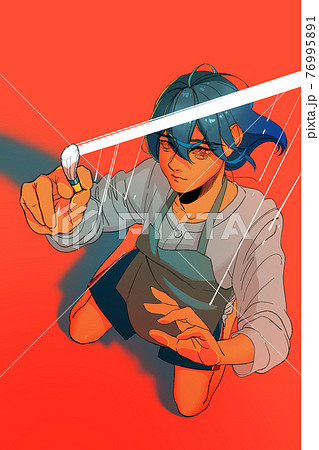 絵を描く 自信のある表情の女の子のイラストのイラスト素材