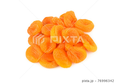 dried apricots isolated on white background, top view 76996342