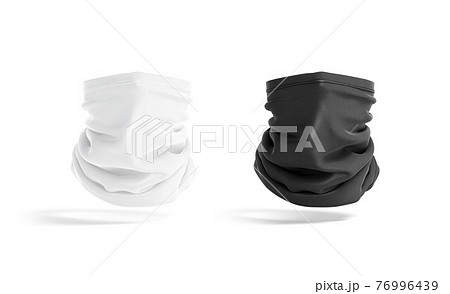 blank black and white neck gaiter mock up, front view blank black and white neck gaiter mock up, front view 76996439