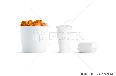 Blank white fast food pack mockup set, front view 76996448
