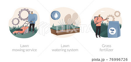 Gardening services abstract concept vector illustrations. 76996726