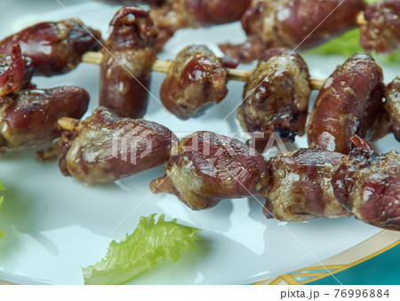 Chicken heart kebabs 76996884