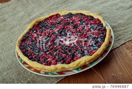 blueberries and cowberry tart. 76996887