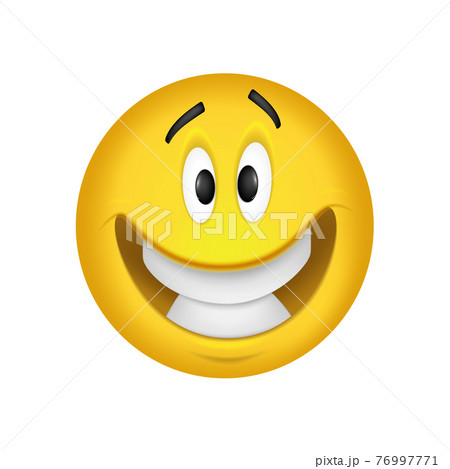 Cheerful emoticon. Smiling face yellow. Vector illustration Cheerful emoticon. Smiling face yellow. Vector illustration 76997771