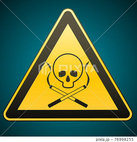 Warning sign. Smoking leads to death. Caution - danger. Vector illustrations. Warning sign. Smoking leads to death. Caution - danger. Vector illustrations. 76998255