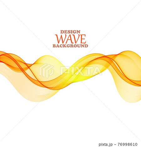 Abstract orange yellow horizontal transparent wave design on white background 76998610