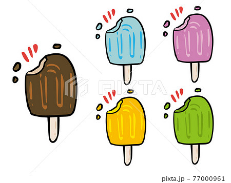 かじられたアイスのイラストセットのイラスト素材