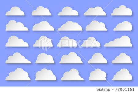 Cloud shapes origami white paper cut web icon set 77001161