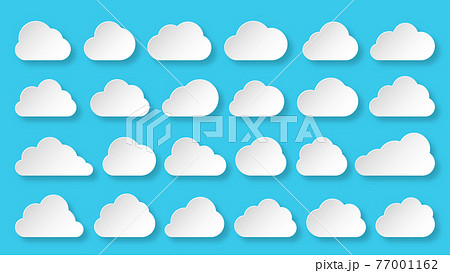 Cloud network data paper cut origami web icon set 77001162