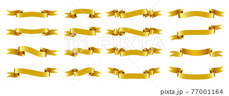 Gold ribbon glossy label vintage frame banner set 77001164