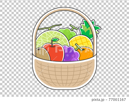 かごに入ったフルーツの詰め合わせのイラスト 77001167