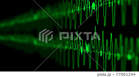 Image macro closeup of Seismic, stock market, and sound audio wave diagram. Blur, DOF. 77001244