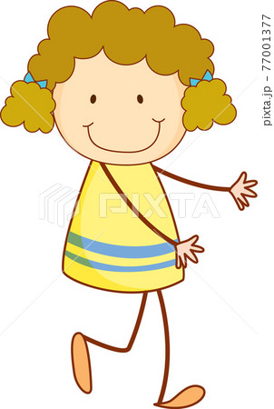 Cute girl cartoon character in hand drawn doodle style isolated 77001377