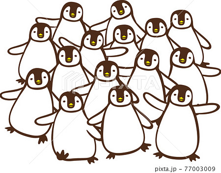 群れているかわいいペンギンのイメージイラストのイラスト素材