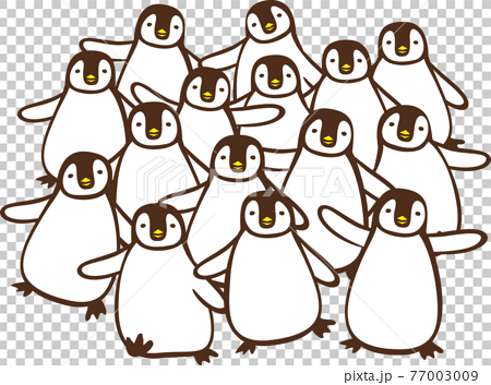 群れているかわいいペンギンのイメージイラストのイラスト素材