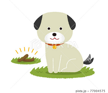 ウンチ 糞をした犬のベクターイラスト マナーを守ろう 犬のフンは持ち帰りましょう のイラスト素材
