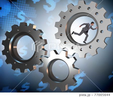 Teamwork concept with cogwheels and business people 77005644