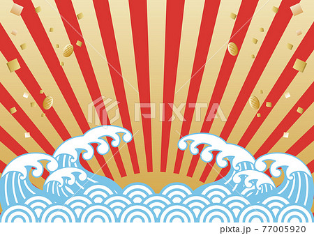 波 海 夏 青海波 和柄 模様 正月素材 年賀素材 和風 背景 コピースペース イラスト素材のイラスト素材