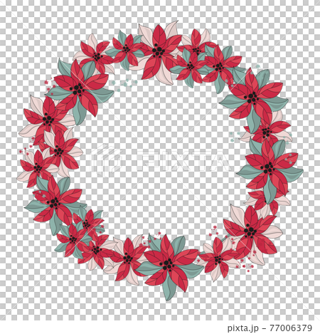 RED WREATH Flowers For Wedding Floral Decoration Frame For Design Of Holiday Birthday Congratulation Clip Art Vector Illustration Set For Print 77006379