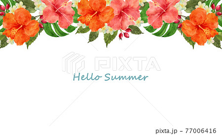 ハイビスカスの花のフレームのイラスト素材