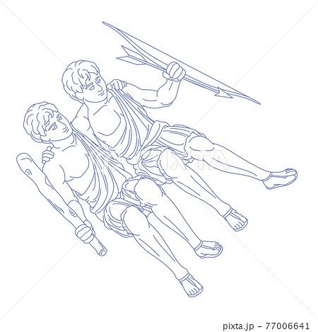 88星座シリーズC-白背景に星座絵のみ-ふたご座 88星座シリーズC-白背景に星座絵のみ-ふたご座 77006641