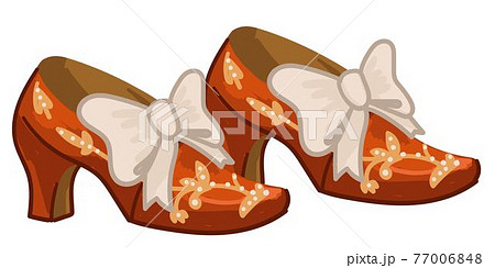 Vintage or retro women shoes on heels with bows 77006848