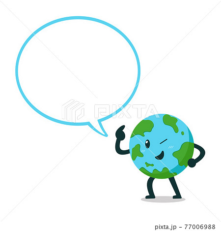 Vector cartoon earth character with big speech bubble Vector cartoon earth character with big speech bubble 77006988