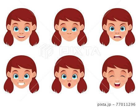 Little girl face expressions vector design illustration isolated on white background Little girl face expressions vector design illustration isolated on white background 77011296