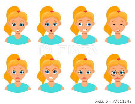 Woman face expression vector design illustration isolated on white background 77011545